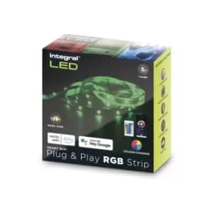 Integral rgb Plug Play LED Strip Kits IP20 5M 4.5W/M 10mm Width 120 Beam With ir Controller & WiFi App Google / Alexa Control uk Plug