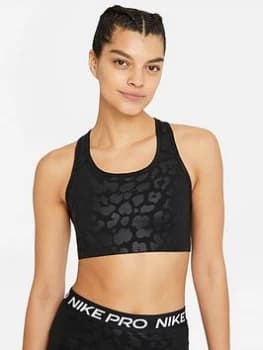 Nike Pro Medium Support Bra - Black/Leopard, Black/Leopard, Size L, Women