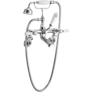Topaz Hexagonal Lever Bath Shower Mixer Wall Mounted - White Indices - Hudson Reed