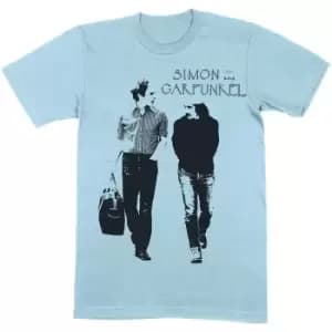 Simon & Garfunkel - Walking Unisex Small T-Shirt - Blue