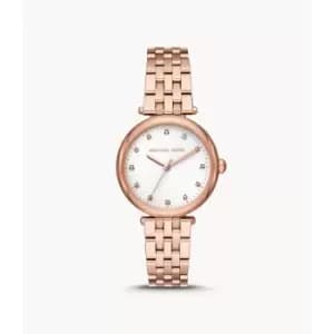 Michael Kors Womens Diamond Darci Three-Hand Rose Gold-Tone Stainless Steel Watch - Rose Gold