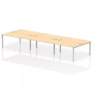 Impulse Bench B2B 6 Person 1600 Silver Frame Office Bench Desk Maple