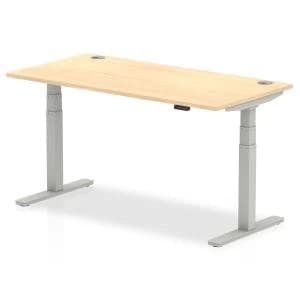 Trexus Sit Stand Desk With Cable Ports Silver Legs 1600x800mm Maple