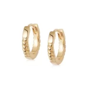 Daisy London Jewellery 18ct Gold Plated Sterling Silver Stacked Rope Huggie Hoop Earrings 18Ct Gold Plate