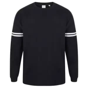 Skinnifit Mens Drop Shoulder Slogan Top (2XS) (Oxford Navy / White Stripes)