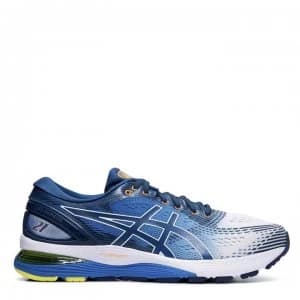 Asics Gel Nimbus 21 Mens Running Shoes - White/Blue