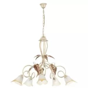 Onli Vanda 5 Light Multi Arm Pendant Ceiling Light, Ivory
