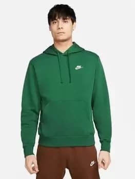 Nike Nsw Club Fleece Hoody, Gorge Green/Gorge Green/White, Male, Hoodies, BV2654-341