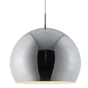1 Light Dome Ceiling Pendant Chrome, White, E27