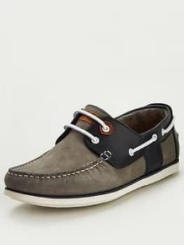 Barbour Capstan Leather Boat Shoes - Grey