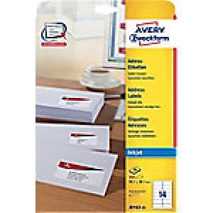 Avery J8163-25 Address Labels Self Adhesive 99.1 x 38.1mm White 25 Sheets of 14 Labels