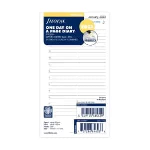 Filofax Personal Day per Page 2023 Diary Refill, white