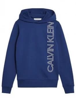Calvin Klein Jeans Boys Reflective Lines Logo Hoodie - Blue