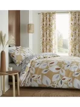 Catherine Lansfield Inga Leaf Duvet Cover Set - Gold