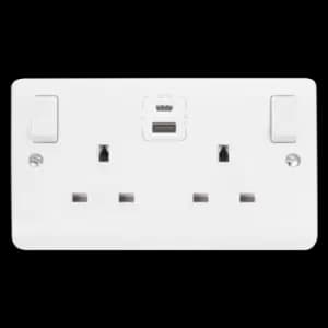 Click Scolmore Mode 13A 2 Gang TYPE A/C USB 4.2 Plug Socket Polar White - CMA786