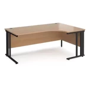 Office Desk Right Hand Corner Desk 1800mm Beech Top With Black Frame 1200mm Depth Maestro 25 MCM18ERKB