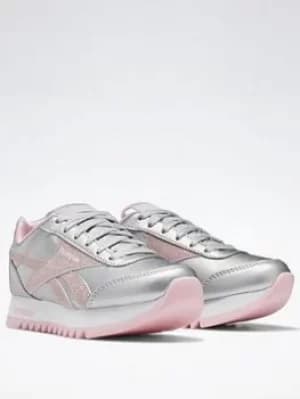 Reebok Royal Classic Jogger 2 Platform Shoes, Black/Silver/White, Size 1