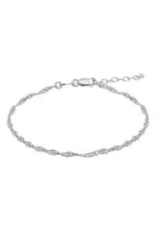 Sterling Silver 925 Diamond Cut Singapore Silver Chain Bracelet