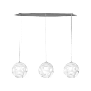 Organica Ceiling Pendant 3 Light E27 Line, Gloss White, Polished Chrome