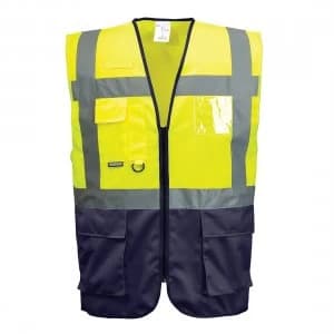 Portwest Warsaw Executive Class 1 Hi Vis Vest Yellow / Navy XL