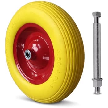 Wheelbarrow Tyre Tire incl. Axis Pneumatic or PU Car Valve 4.80/4.00-8 Ø 390mm 200 kg Rim Spare Wheel Replacement Pushcart Smooth Rolling High Load