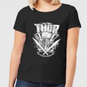 Marvel Thor Ragnarok Thor Hammer Logo Womens T-Shirt - Black