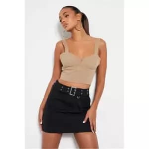 I Saw It First Black Woven Utility Belted Mini Skirt - Black