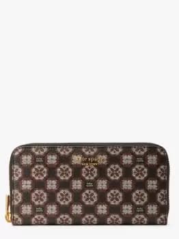 Kate Spade Spade Flower Monogram Zip Around Continental Wallet, Black Multi, One Size