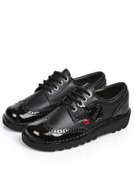 Kickers Kick Lo Brogue Leather Flat Shoe - Black