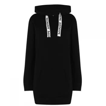 Hype Black Drawcord Womens Hoodie Dress - Black