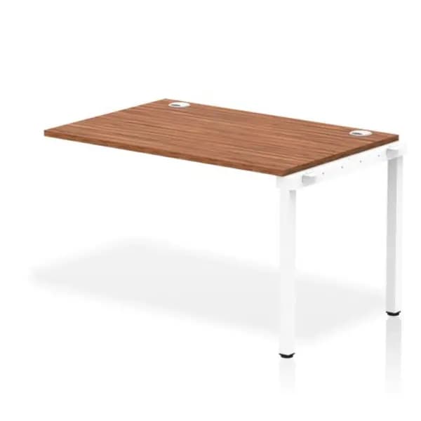 Impulse Bench Single Row Ext Kit 1200 White Frame Office Bench Desk Walnut