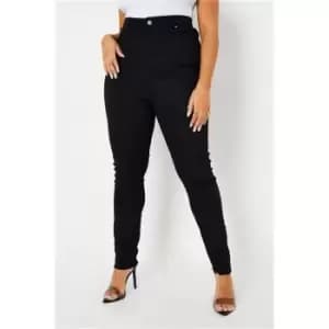 I Saw It First Black Plus Size High Waisted Distressed Ankle Skinny - Black