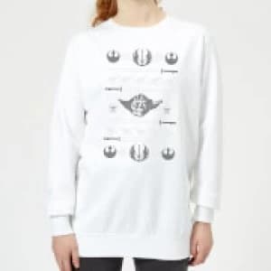 Star Wars Yoda Sabre Knit Womens Christmas Sweatshirt - White - 3XL