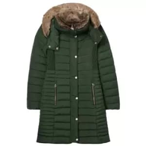 Joules Womens Cherington Longline Padded Coat Dark Green 12