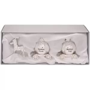 Downtown Silverplated Horse And Carriage Tooth and Curl Set, Satin
