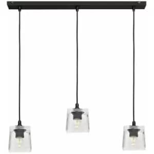 Helam Santos Straight Bar Pendant Ceiling Light Czarny, Transparentny 60cm