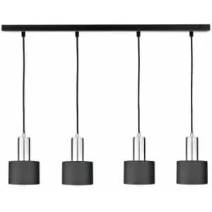 Keter Luce Bar Pendant Ceiling Light Black, Silver, 100cm, 4x E27