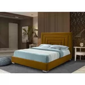 Lisso Bed Double Plush Velvet Mustard