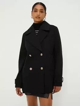 Dorothy Perkins Longline Peacoat - Black Size M Women