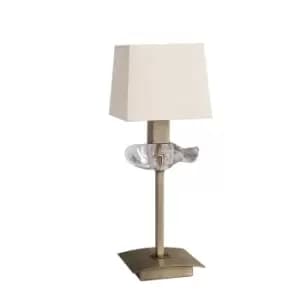 Akira Table Lamp 1 Light E14, Antique Brass With Cream Shade