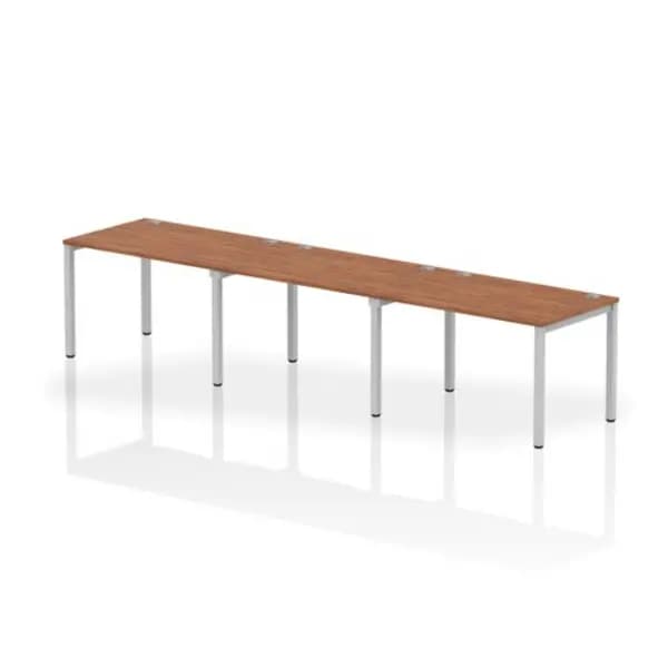 Impulse Bench Impulse Bench Single Row 3 Person 1200 Silver Frame Office Bench Desk Walnut IMBS312WNTS