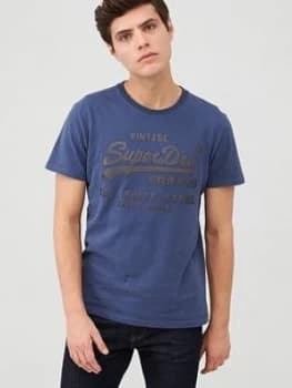 Superdry Vl Shirt Shop Bonded T-Shirt - Navy, Size XS, Men