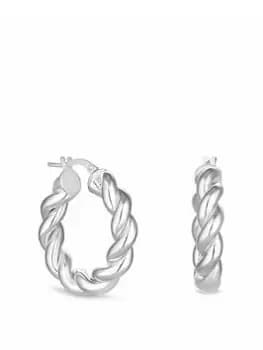 Simply Silver Sterling Silver 925 Loose Twist Hoop Earrings, Silver, Women