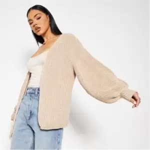 I Saw It First Cropped Balloon Sleeve Cardigan - Brown