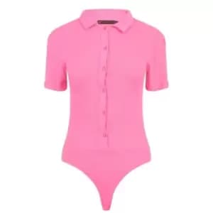 I Saw It First Ribbed Bodysuit - Pink