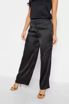 Petite Satin Cargo Trousers