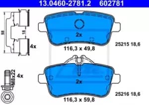 ATE Brake pad set MERCEDES-BENZ 13.0460-2781.2 0064204020,0064204120,0074208220 0074208320,A0064204020,A0064204120,A0074208220,A0074208320