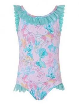 Monsoon Baby Girls Dinah Shimmer Swimsuit - Pale Pink