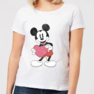 Disney Mickey Mouse Heart Gift Womens T-Shirt - White