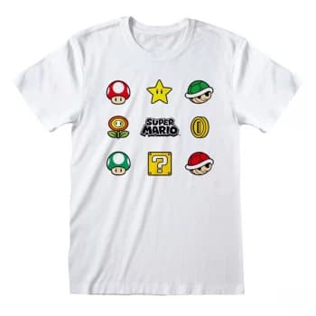 Super Mario - Items Large T-Shirt - White